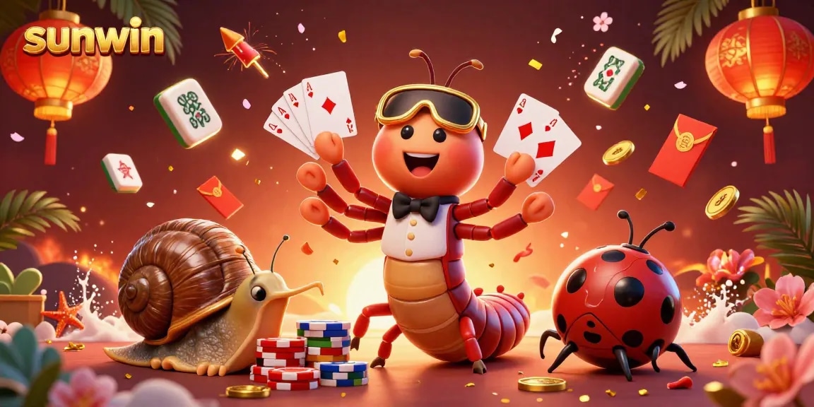 Experience thrilling action at sunwin with an exciting scene of a cartoon millipede dealer managing game elements.