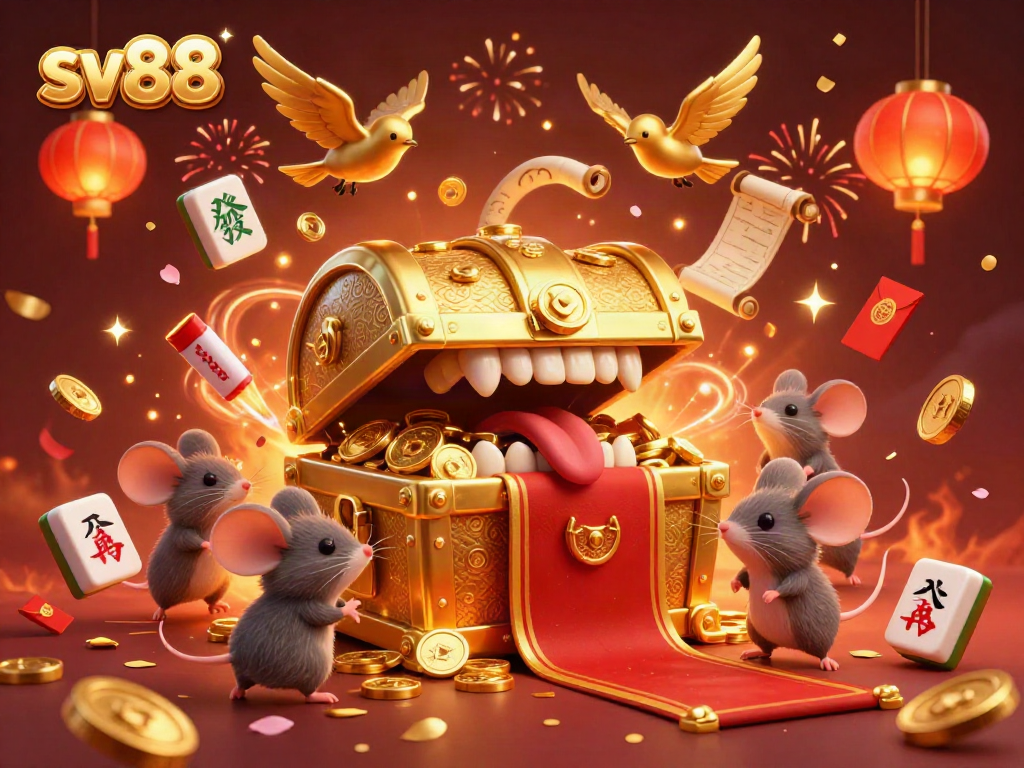 Engage in thrilling gaming adventures with sv88, featuring vibrant gold treasures and charming mice characters.