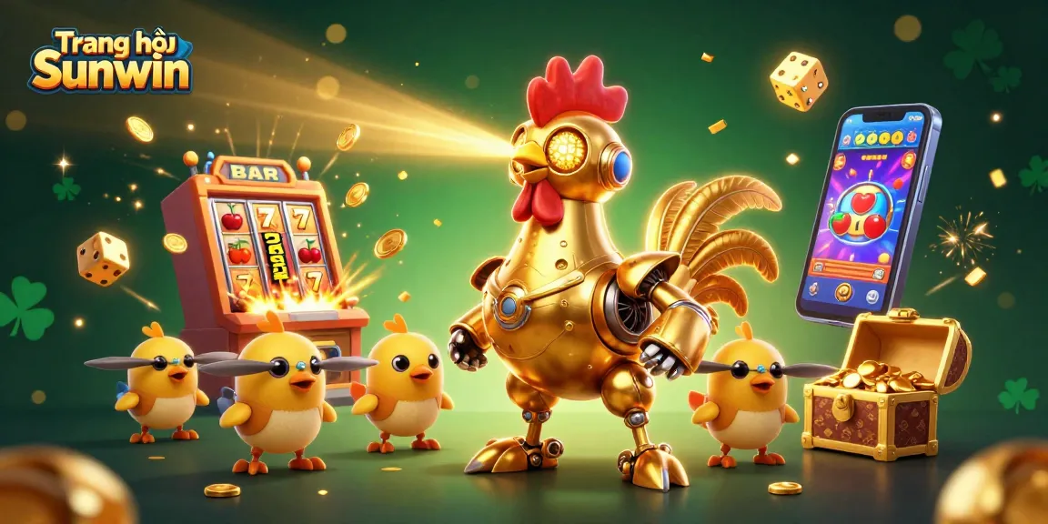Play exciting games at Trang chủ Sunwin with a vibrant 3D illustration of winning moments and fun.