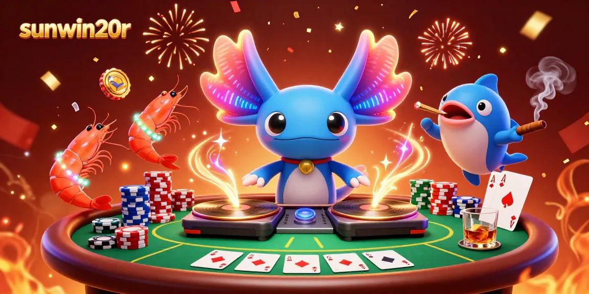 Experience the excitement of sunwin20r with vibrant 3D characters in a dynamic casino scene.