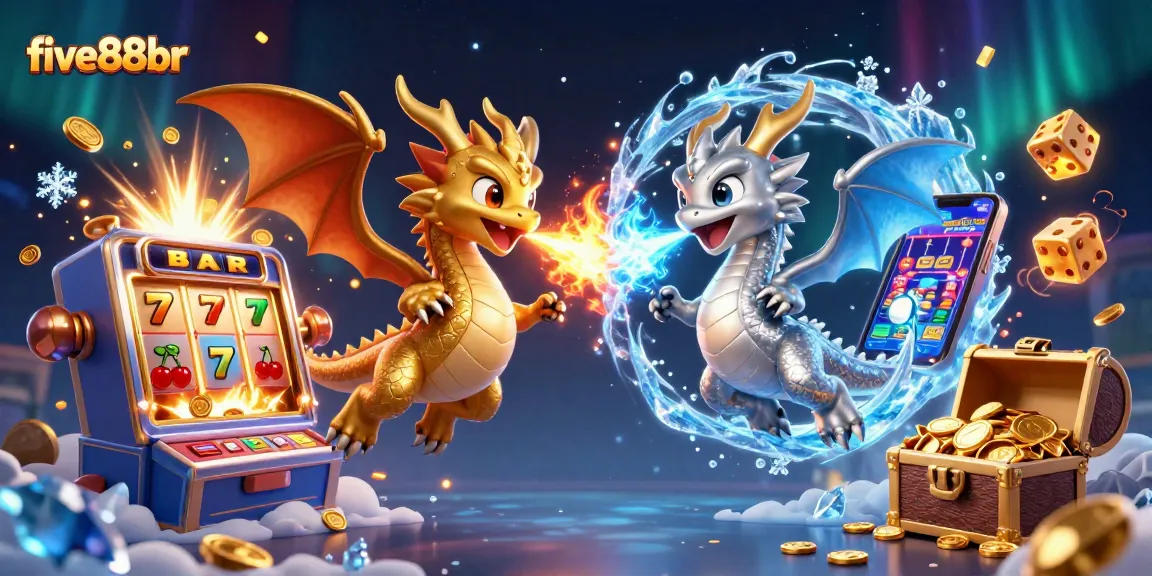 Experience thrilling gameplay with five88br in this fantasy scene of dragons and casino magic.