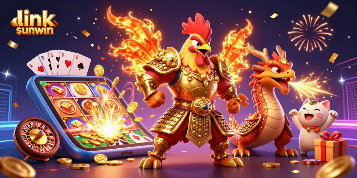 Spin the reels and win with link sunwin's vibrant 3D casino scene showcasing thrilling gaming elements.